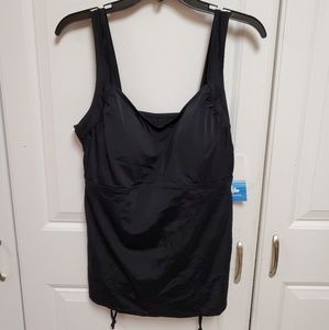 Lycra black side tie tankini top sz 20 NWT